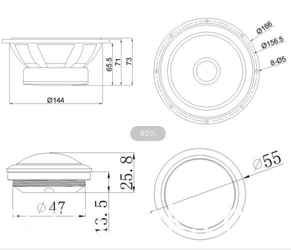 Moldura de alumínio 6 Altifalante para automóvel de 5 polegadas Aluminum Frame 6 5 Inch Car Speaker
